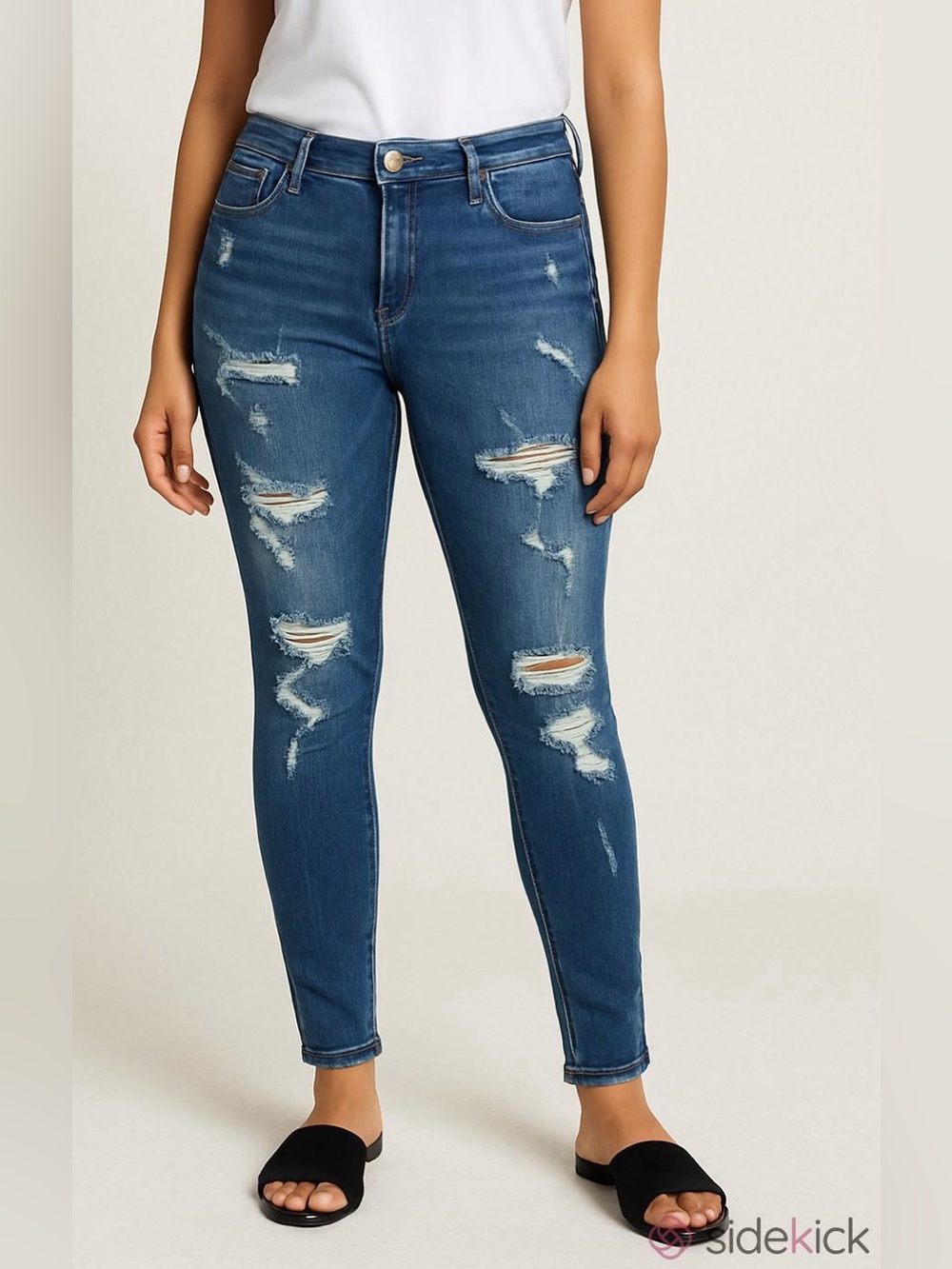 Sneak Peek Sexy Boyfriend Blue SZ 1 Distressed Edgy Grunge Chic Y2K Denim Jeans